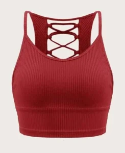 Custom made red sports bra manufactured by farnix sports