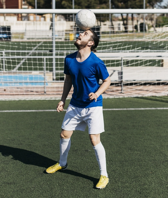 Football player wearing a custom soccer uniform