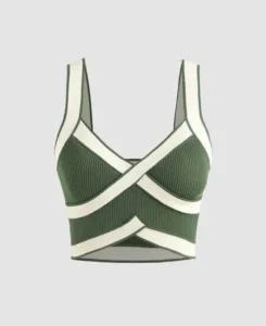Forest green and white custom made sports bra