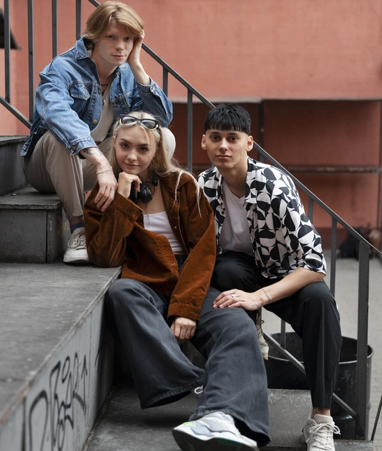 Friends wearing custom made streetwear by farnix sports