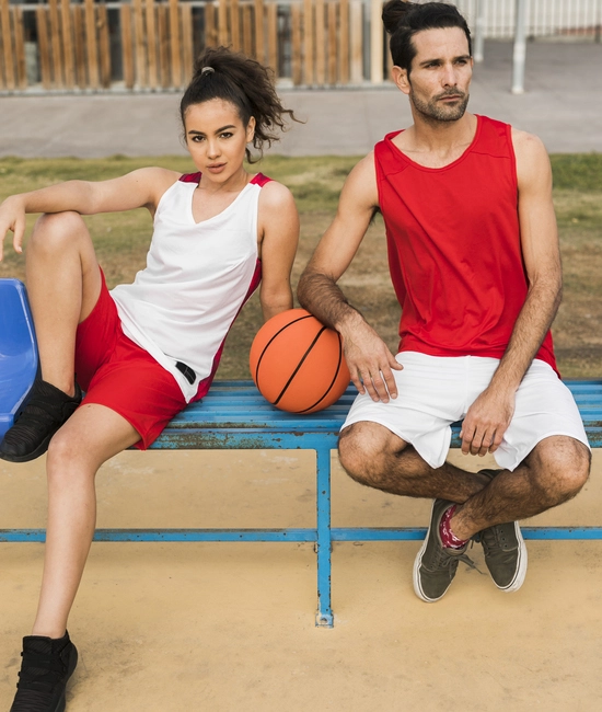 People wearing custom made baketball uniform