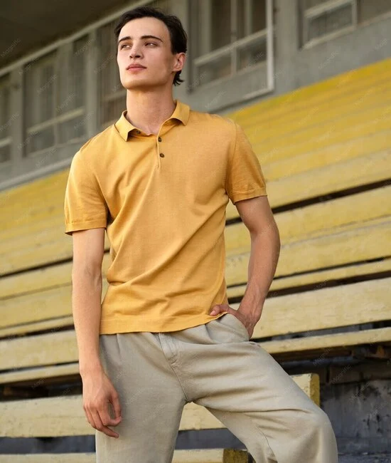 Men wearing custom made white polo shirt by farnix sports