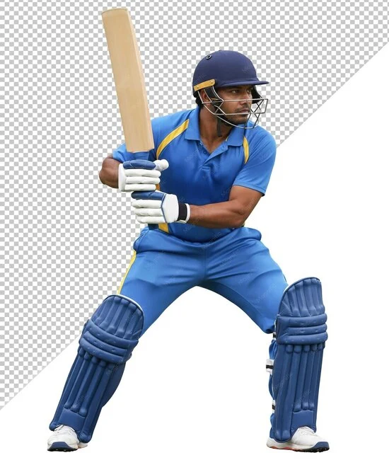 Player wearing custom made blue cricket uniform made by farnix sports