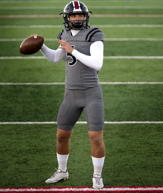 player wearing custom made american football uniform