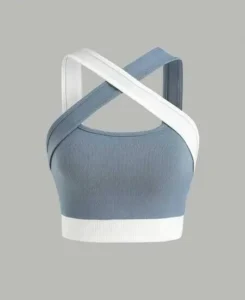 White and gry custom made sports bra