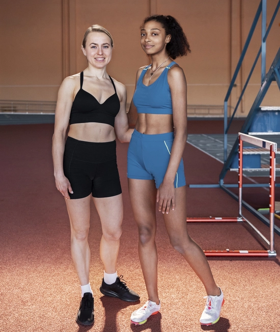 Women wearing custom made fitness shorts by farnix sports